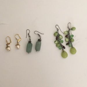 Vintage Lot of 3 Pairs Of Earrings Various Styles